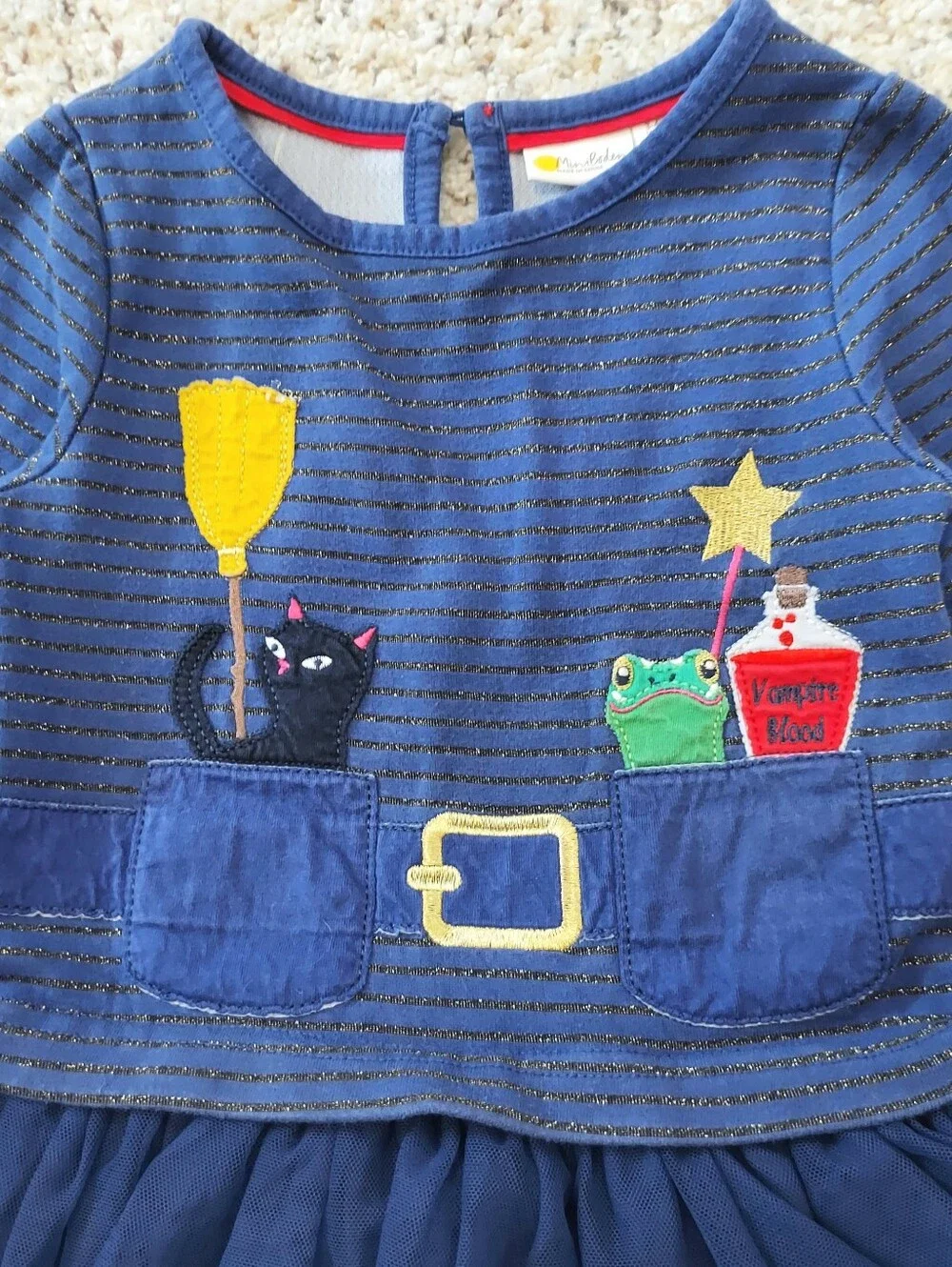 Mini Boden Starboard Blue Witch Halloween Tulle Dress Girl 3-4 Yrs